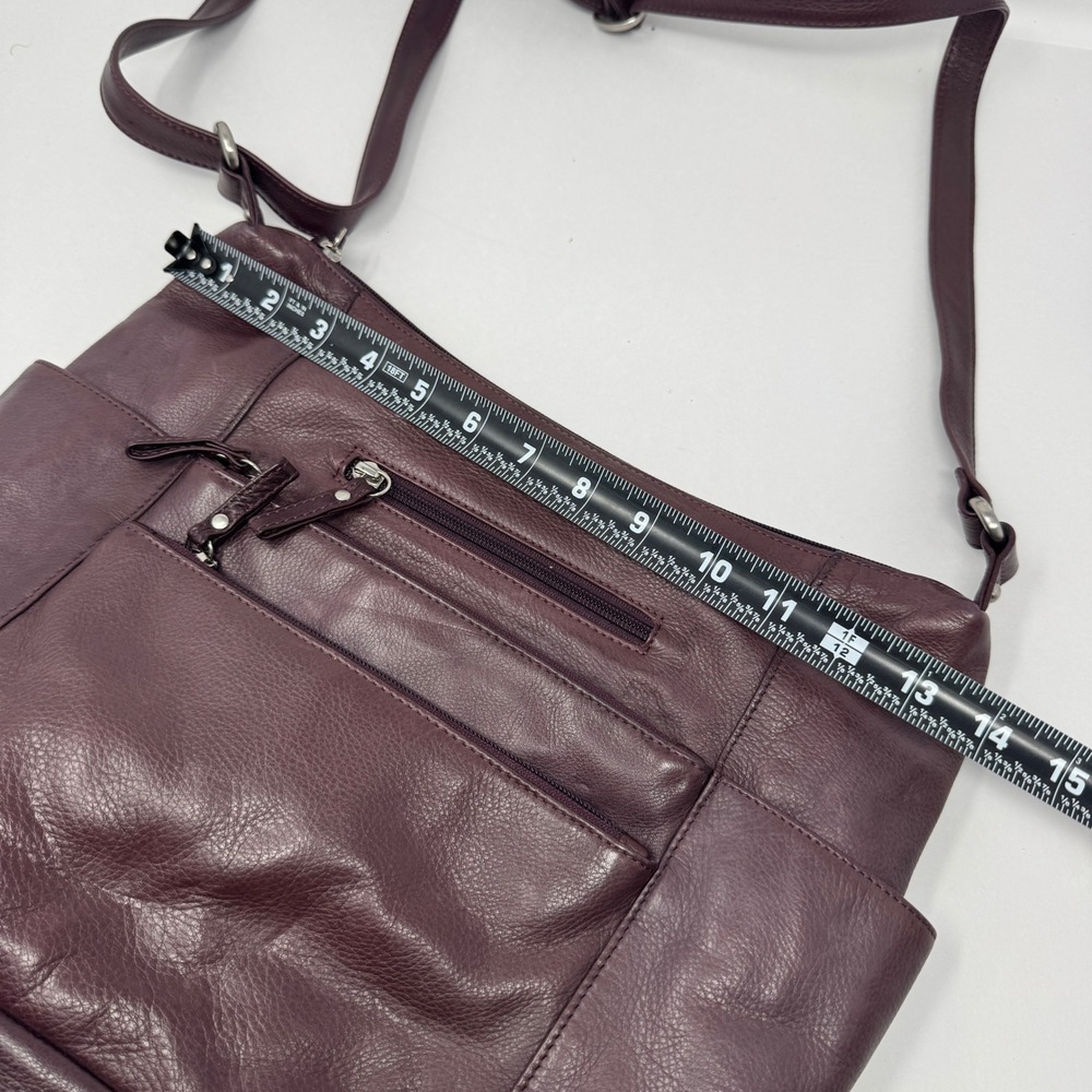 Osgoode Marley Plum Leather RFID Crossbody Bag Organizer Purse - Picture 7 of 11